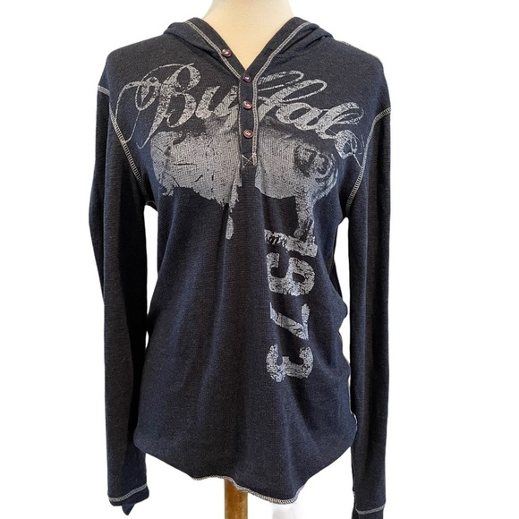 Buffalo David Henley Style Top with Hood - Picture 1 of 3